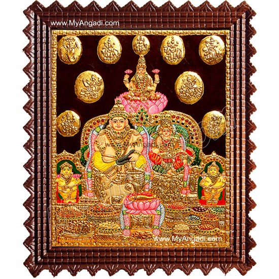 Kubera Lakshmi Tanjore Painting, Lakshmi Tanjore Painting