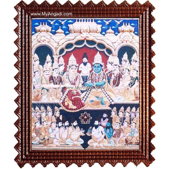 Vishnu Kalayanam Tanjore Painting, Vishnu Lakshmi Tanjore Painting