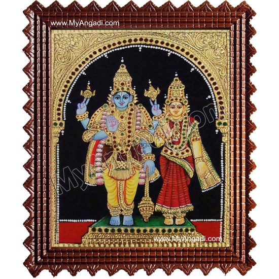 Vishnu Lakshmi Tanjore Painting, Vishnu Lakshmi Tanjore Painting