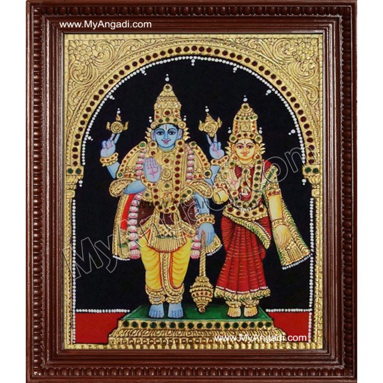 Vishnu Lakshmi Tanjore Painting, Vishnu Lakshmi Tanjore Painting