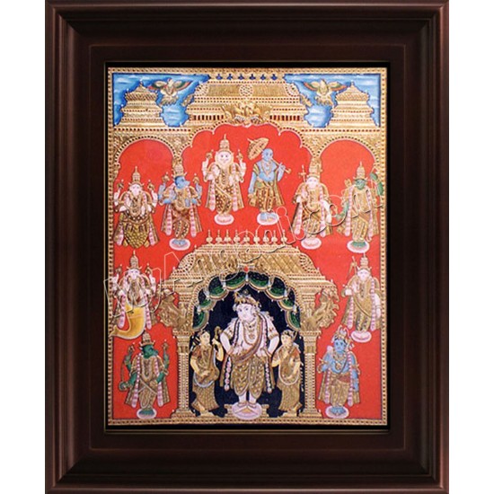 Dasavatharam Tanjore Painting, Vishnu Avatharam Tanjore Painting