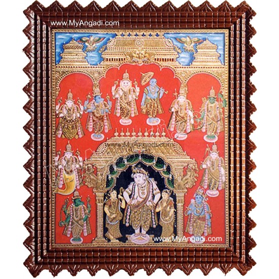 Dasavatharam Tanjore Painting, Vishnu Avatharam Tanjore Painting