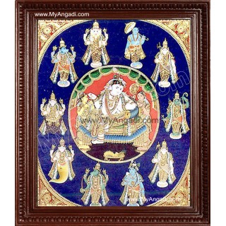 Dasavatharam Tanjore Painting, Vishnu Avatharam Tanjore Painting
