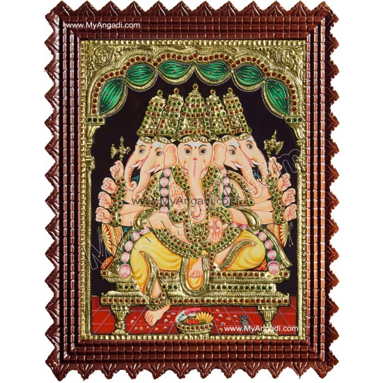 Panchamuga Ganesha Tanjore Painting Panchamuga Ganesha Tanjore Painting