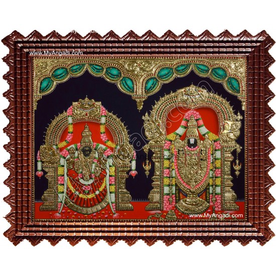 Thirupathi Venkatachalapathi & Thaayar Padmavathi Tanjore Painting