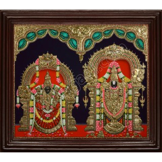 Thirupathi Venkatachalapathi & Thaayar Padmavathi Tanjore Painting