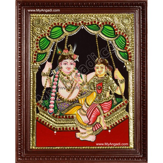 Swinging Radha Krishna Tanjore Painting Swinging Radha Krishna Tanjore Painting