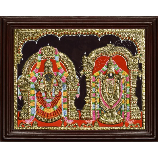Thirupathi Venkatachalapathi & Thaayar Padmavathi Tanjore Painting Thirupathi Venkatachalapathi & Thaayar Padmavathi Tanjore Painting
