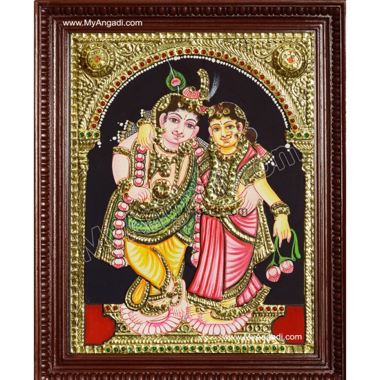 Krishna Rukmani Tanjore Painting