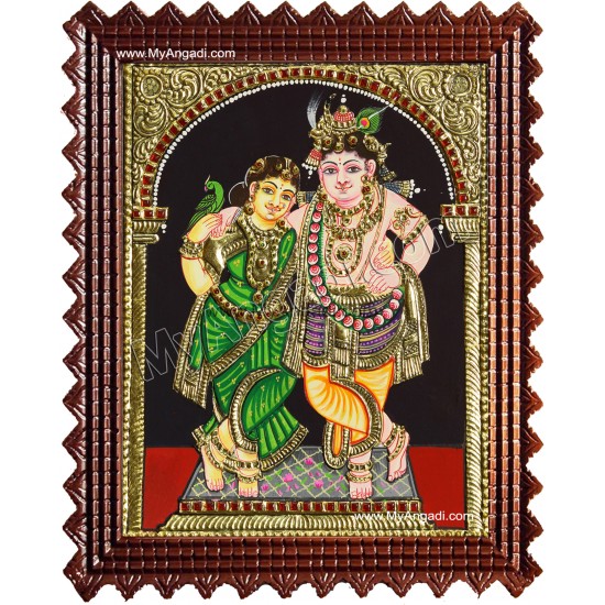 Krishna Rukmani Tanjore Painting