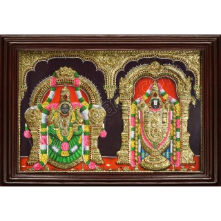 Thirupathi Venkatachalapathi & Thaayar Padmavathi Tanjore Painting