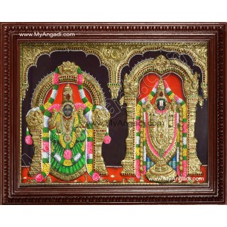 Thirupathi Venkatachalapathi & Thaayar Padmavathi Tanjore Painting