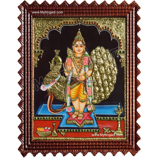 Murugan with Peacock Tanjore Painting Murugan with Peacock Tanjore Painting
