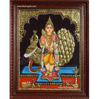 Murugan with Peacock Tanjore Painting