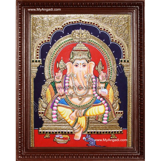 Yellow Dhoti Ganesha Tanjore Painting Yellow Dhoti Ganesha Tanjore Painting