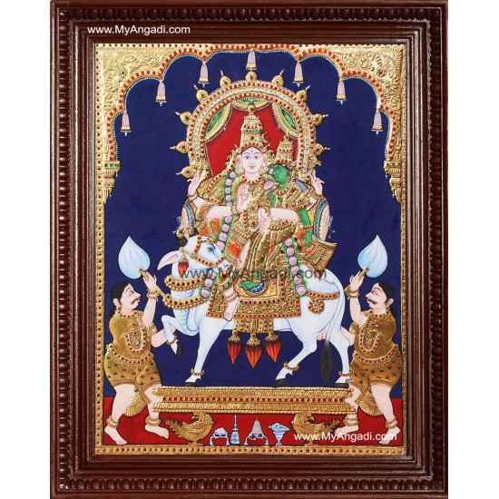 Pradosham Shiva Parvathi in Nandhi Tanjore Painting Pradosham Shiva Parvathi in Nandhi Tanjore Painting