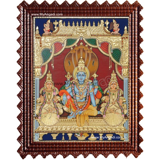 Vaikundanathan Tanjore Painting, Vishnu Vaikundanathan Tanjore Painting, Vishnu
