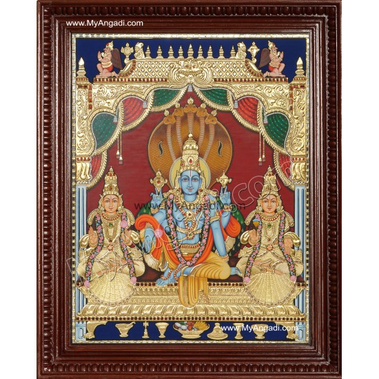 Vaikundanathan Tanjore Painting, Vishnu Vaikundanathan Tanjore Painting, Vishnu