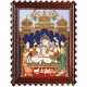 Krishna with Bama and Rukmani Tanjore Painting Krishna with Bama and Rukmani Tanjore Painting