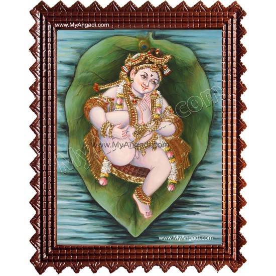 Alilai Krishna Tanjore Painting Alilai Krishna Tanjore Painting