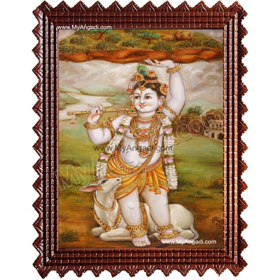 Govardhana Krishna Tanjore Painting Govardhana Krishna Tanjore Painting