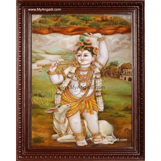 Govardhana Krishna Tanjore Painting Govardhana Krishna Tanjore Painting