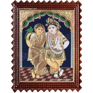 Krishna with Rukmani Tanjore Painting