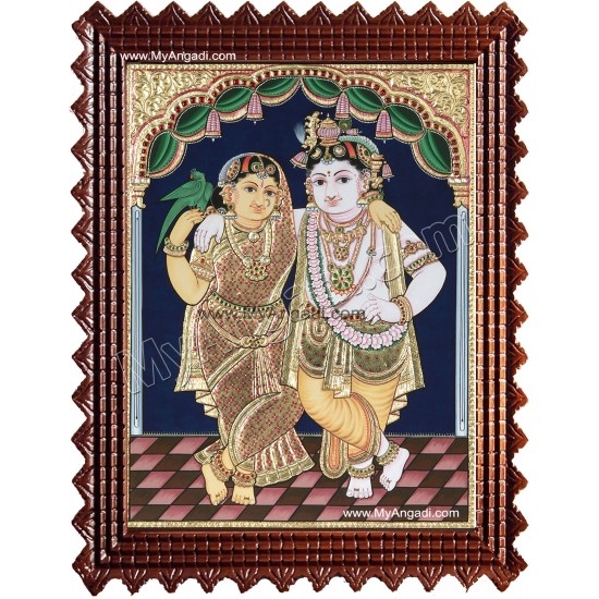 Krishna with Rukmani Tanjore Painting