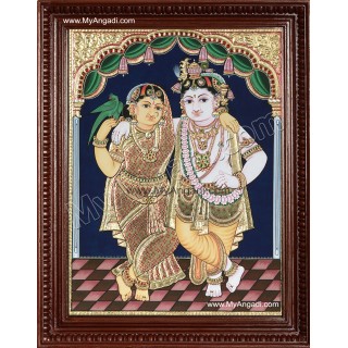 Krishna with Rukmani Tanjore Painting