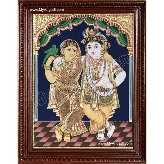 Krishna with Rukmani Tanjore Painting