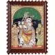 Krishna with Bama and Rukmani Tanjore Painting