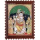 Krishna with Bama and Rukmani Tanjore Painting Krishna with Bama and Rukmani Tanjore Painting