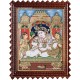 Krishna with Bama and Rukmani Tanjore Painting Krishna with Bama and Rukmani Tanjore Painting