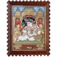 Krishna with Bama and Rukmani Tanjore Painting