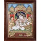 Krishna with Bama and Rukmani Tanjore Painting Krishna with Bama and Rukmani Tanjore Painting