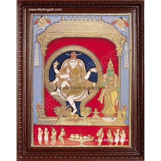 Natarajar with Sivagama sundari Tanjore Painting