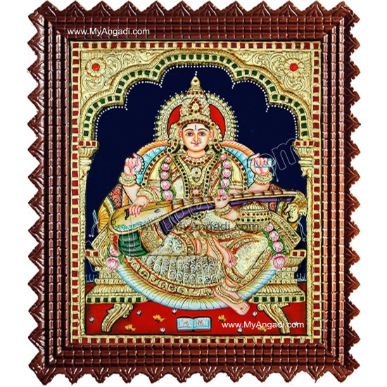 Saraswati Super Emboss Tanjore Painting Saraswati Super Emboss Tanjore Painting