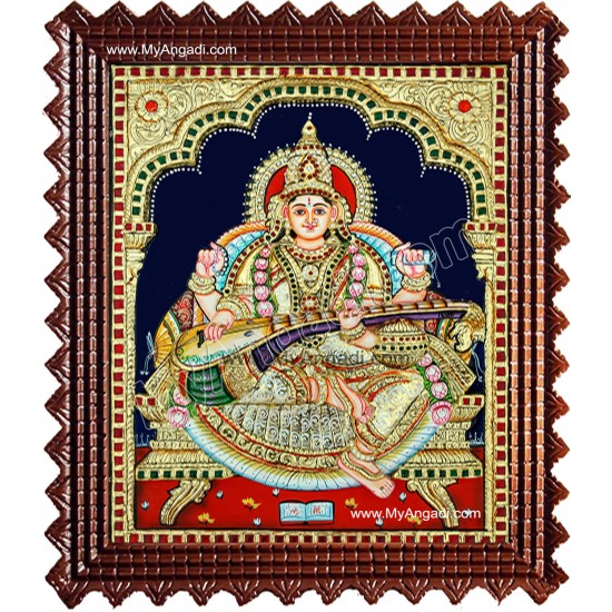 Saraswati Super Emboss Tanjore Painting