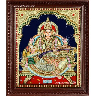 Saraswati Super Emboss Tanjore Painting