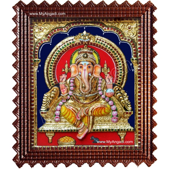 Ganesha Super Emboss Tanjore Painting