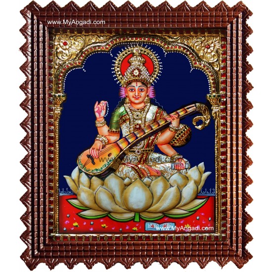Saraswati Super Emboss Tanjore Painting Saraswati Super Emboss Tanjore Painting