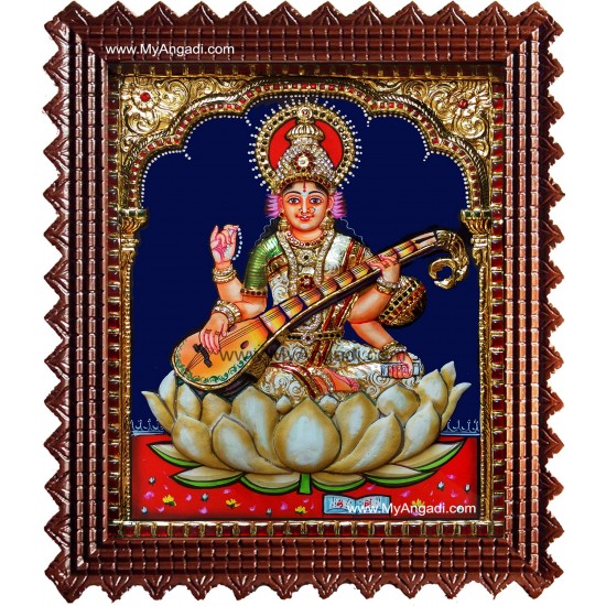 Saraswati Super Emboss Tanjore Painting