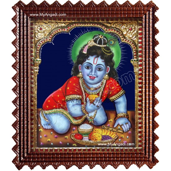 Baby Krishna Super Emboss Tanjore Painting Baby Krishna Super Emboss Tanjore Painting