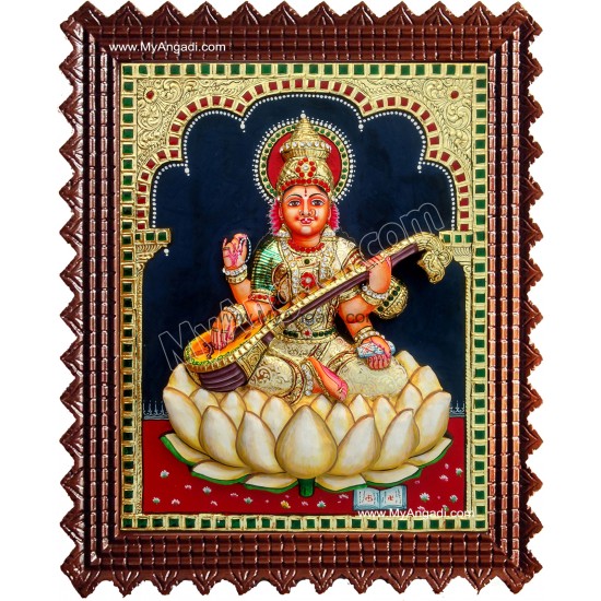 Saraswati Super Emboss Tanjore Painting