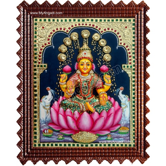 Gaja Lakshmi Super Emboss Tanjore Painting