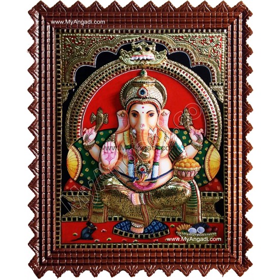 Ganesha Super Emboss Tanjore Painting