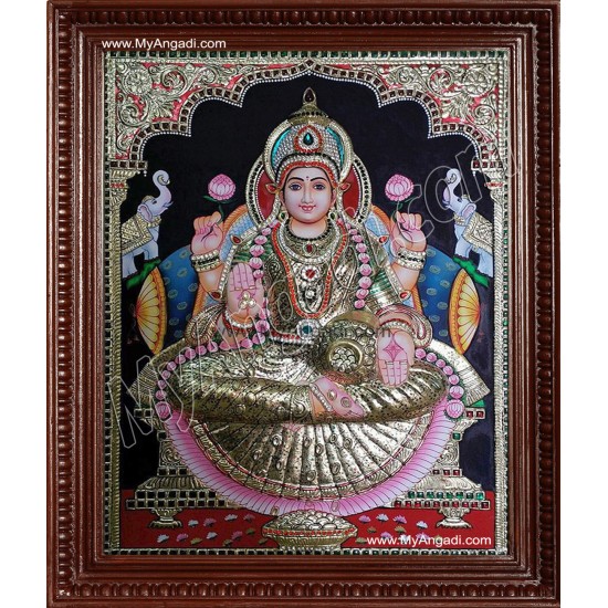 Gaja Lakshmi Super Emboss Tanjore Painting