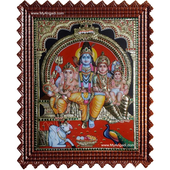 Siva Family Super Emboss Tanjore Painting Siva Family Super Emboss Tanjore Painting