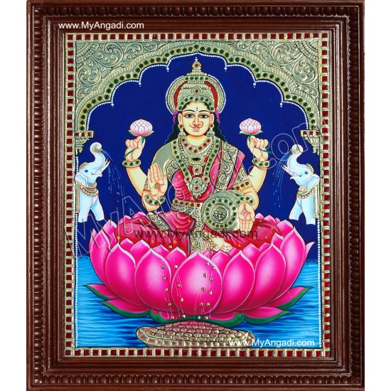 Lakshmi in Lotus Tanjore Paintings