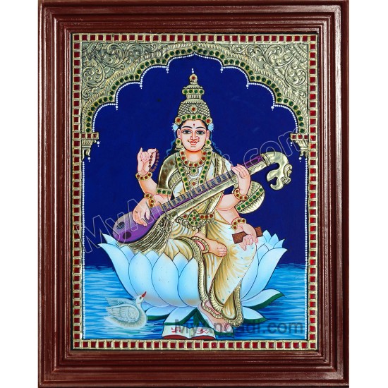 Saraswathi in Lotus Tanjore Paintings Saraswathi in Lotus Tanjore Paintings